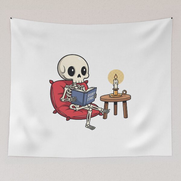 Item preview, Spooky Cute Skeleton Reading a Book by Candlelight designed and sold by ChameloX.