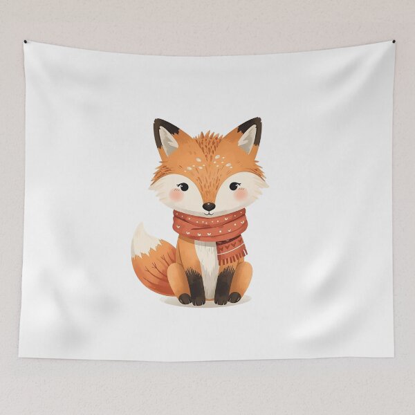 Item preview, Cute Fox with Scarf – Cozy Autumn Animal Illustration designed and sold by Pixel--Threads.