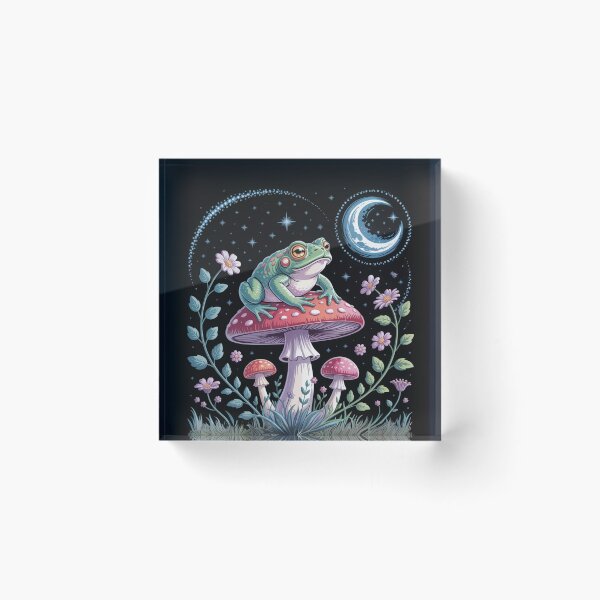 Item preview, Dream Frog on Mushroom – Magical Night Art designed and sold by FusiTink.