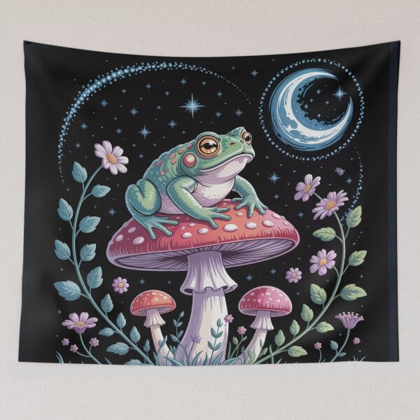 Item preview, Dream Frog on Mushroom – Magical Night Art designed and sold by FusiTink.