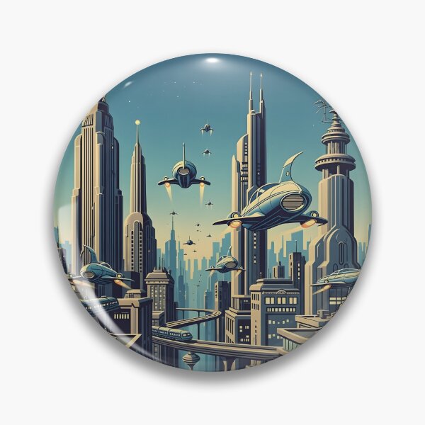 Item preview, Retrofuturistic City with Flying Cars designed and sold by NexusSketch.