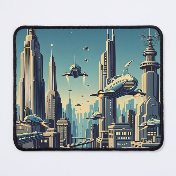 Item preview, Retrofuturistic City with Flying Cars designed and sold by NexusSketch.