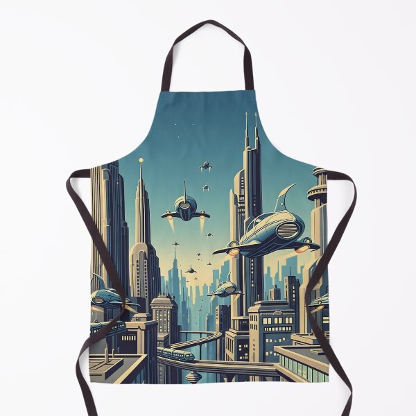 Item preview, Retrofuturistic City with Flying Cars designed and sold by NexusSketch.