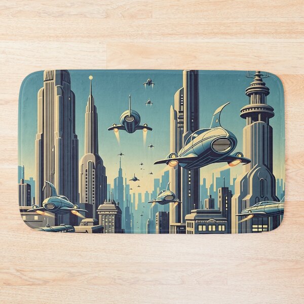 Item preview, Retrofuturistic City with Flying Cars designed and sold by NexusSketch.