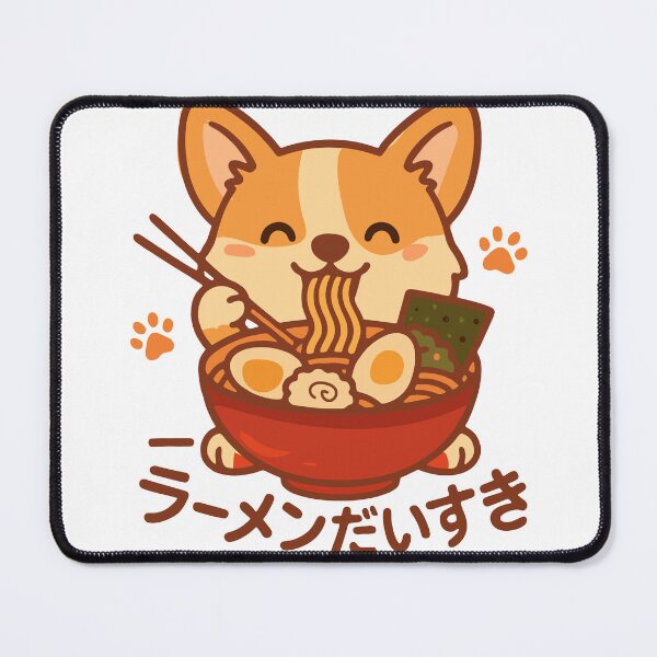 Item preview, corgi eating ramen tshirt sticker design designed and sold by TEEDESIGMSTUDIO.