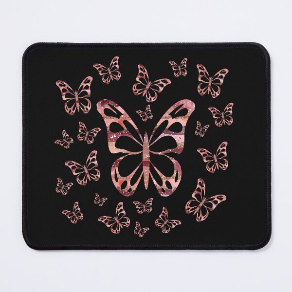 Item preview, pink and gold glitter striped butterfly black designed and sold by SunsetSpectrum.