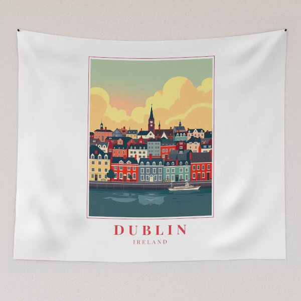 Item preview, Dublin Ireland Illustration – Ha’penny Bridge, Georgian Doors & Irish Soul designed and sold by MapMyMiles.