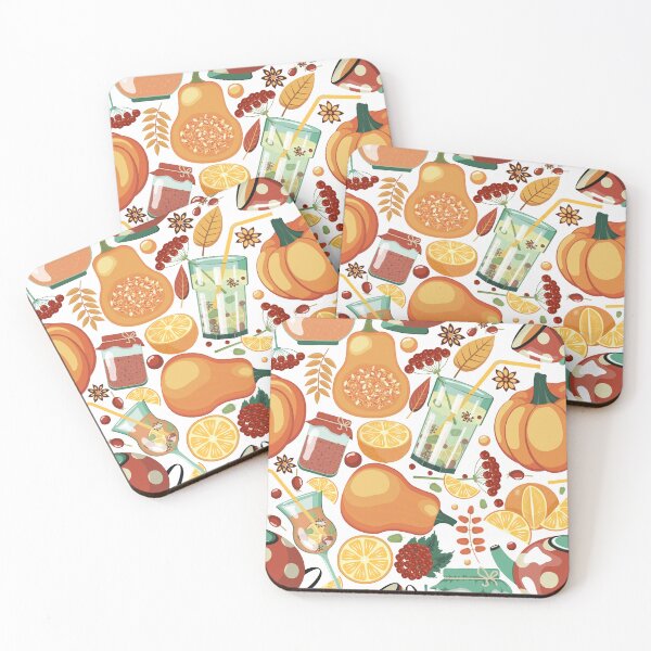 Item preview, Seamless Autumn Pattern with Pumpkins, Rose Hips, Orange Tea, Mulled Wine, and Cozy Seasonal Elements designed and sold by KosaUA.