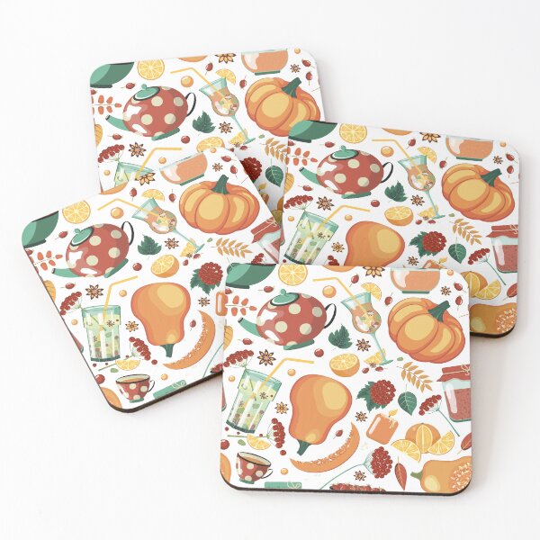Item preview, Seamless Autumn Pattern with Pumpkins, Rose Hips, Orange Tea, Mulled Wine, and Cozy Seasonal Elements designed and sold by KosaUA.