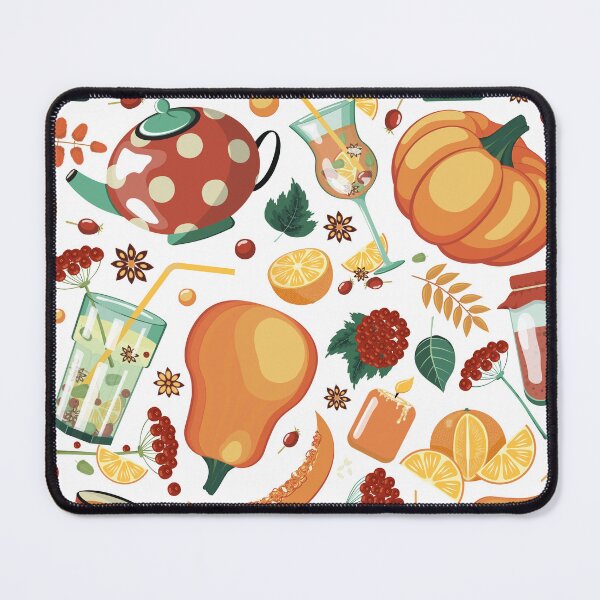 Item preview, Seamless Autumn Pattern with Pumpkins, Rose Hips, Orange Tea, Mulled Wine, and Cozy Seasonal Elements designed and sold by KosaUA.