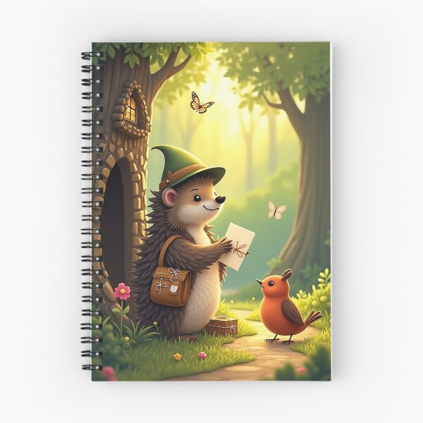 Item preview, The Hedgehog Postmaster - Cottagecore Animal Art for Nature Lovers, Whimsical Forest Mail Delivery Poster designed and sold by Rilindi.