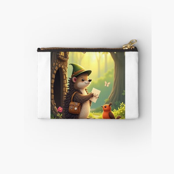 Item preview, The Hedgehog Postmaster - Cottagecore Animal Art for Nature Lovers, Whimsical Forest Mail Delivery Poster designed and sold by Rilindi.