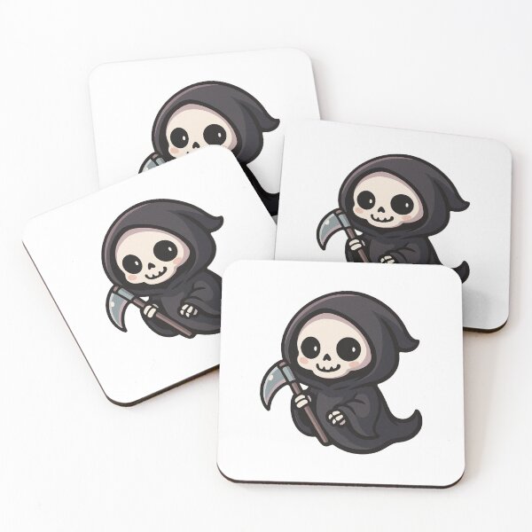 Item preview, Grim Reaper Illustration, Cute Kawaii Skeleton in Hooded Cloak Art designed and sold by Vendeloc.