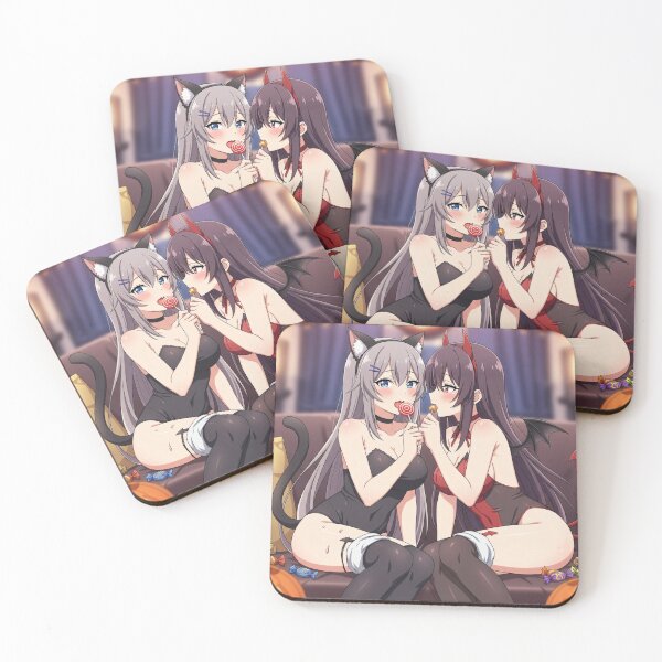 Item preview, Catgirl & Devil Yuri – Halloween Candy Lollipop Anime Waifu Art designed and sold by GerwantSHOP.