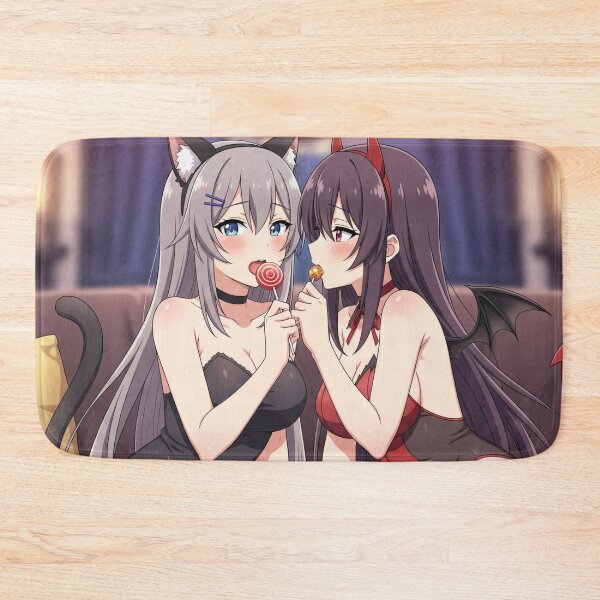Item preview, Catgirl & Devil Yuri – Halloween Candy Lollipop Anime Waifu Art designed and sold by GerwantSHOP.