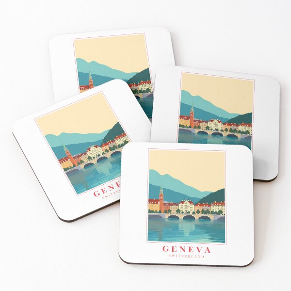 Item preview, Geneva Switzerland Illustration – Alpine Skyline & Diplomatic Charm designed and sold by MapMyMiles.