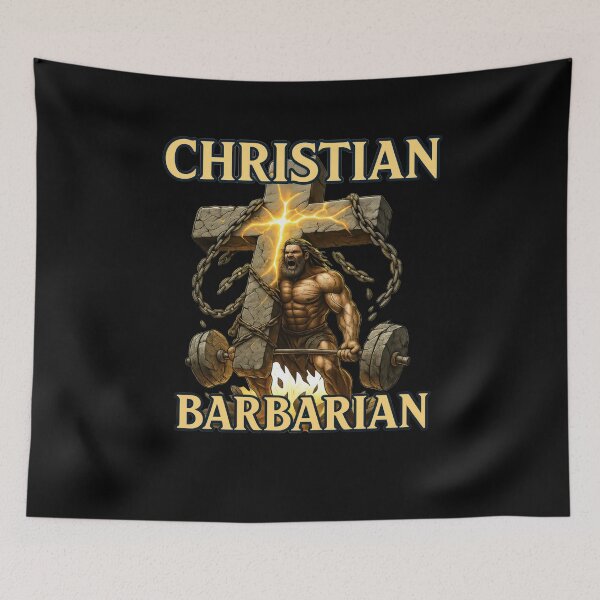 Item preview, Christian Barbarian – Faith and Strength Powerlifting Design designed and sold by JaelTees.