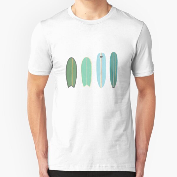 Surfboard line up blue-green Slim Fit T-Shirt