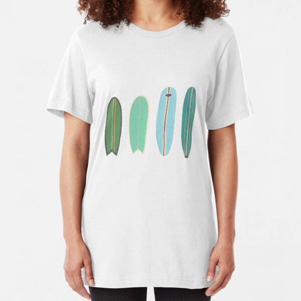 Surfboard line up blue-green Slim Fit T-Shirt