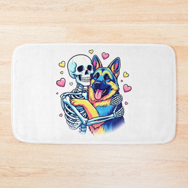 Item preview, Skeleton Hugging a German Shepherd – Unique Gothic Dog Lover Design designed and sold by Teetreasure2.