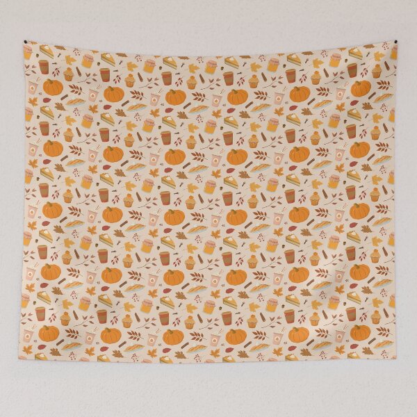 Item preview, Pumpkin Treats Autumn Pattern – Pumpkin Pie, Drinks, Cupcakes and Cinnamon designed and sold by smeraldosecrets.