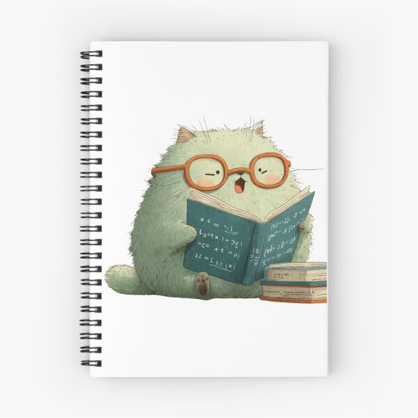 Item preview, Cute Kawaii Cat Reading Math Book Design designed and sold by Lumiart1408.