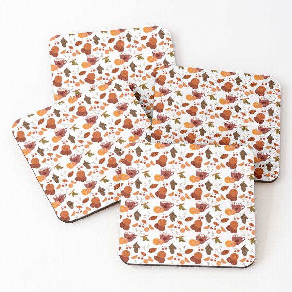Item preview, Autumn Drinks and Foliage Pattern – Cozy Coffee and Colourful Leaves designed and sold by smeraldosecrets.