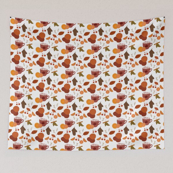 Item preview, Autumn Drinks and Foliage Pattern – Cozy Coffee and Colourful Leaves designed and sold by smeraldosecrets.