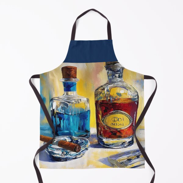 Item preview, Cigar and Spirits Harmony - Vibrant Glass Bottles and Elegant Leisure in Bold Colors designed and sold by OlfactoART Studio.