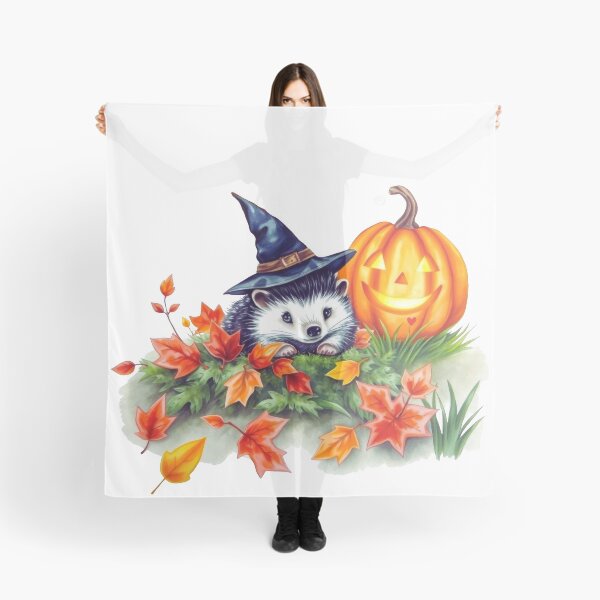 Item preview, Spooky Hedgehog with Pumpkin and Leaves designed and sold by PixeloraStudio.