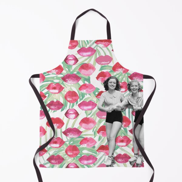 Item preview, Retro Collage: Vintage Women & Watercolor Lips Pattern designed and sold by mcuj-art.