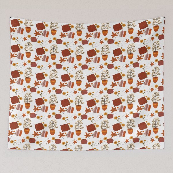 Item preview, Autumn Plants and Books Pattern – Pillows, Leaves and Cozy Reading Vibes designed and sold by smeraldosecrets.