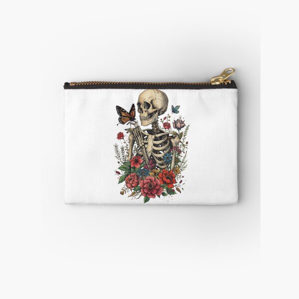 Item preview, Skeleton and Flowers – Gothic Art with Butterfly Design designed and sold by Mewiii.