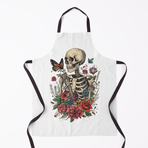 Item preview, Skeleton and Flowers – Gothic Art with Butterfly Design designed and sold by Mewiii.