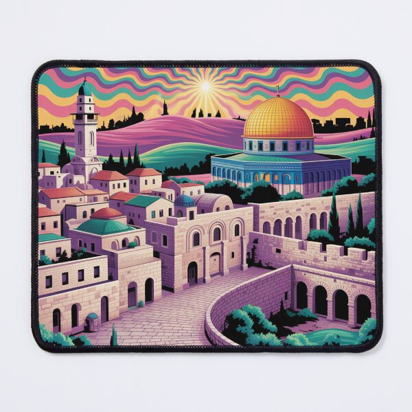 Item preview, cityscape of Jerusalem in psychedelic style. designed and sold by Lilashakti ⭐️ ⭐️ ⭐️ ⭐️ ⭐️.