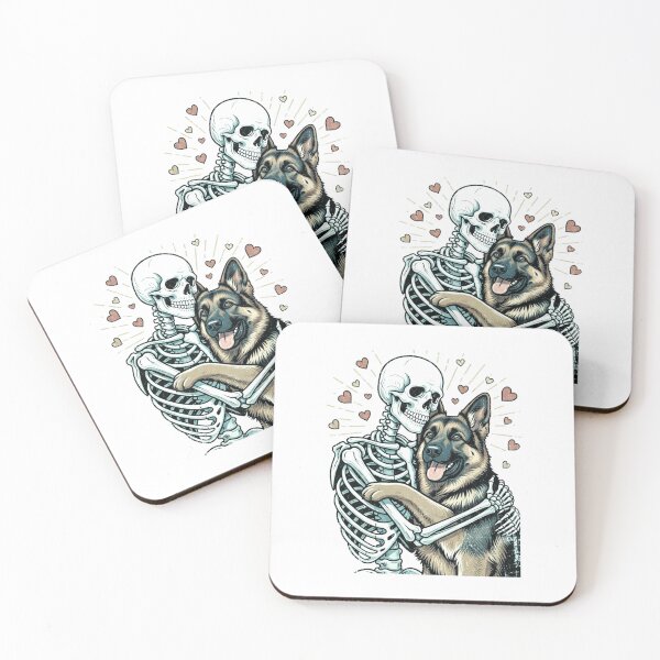 Item preview, Skeleton Hugging a German Shepherd – Unique Gothic Dog Lover Design designed and sold by Teetreasure2.