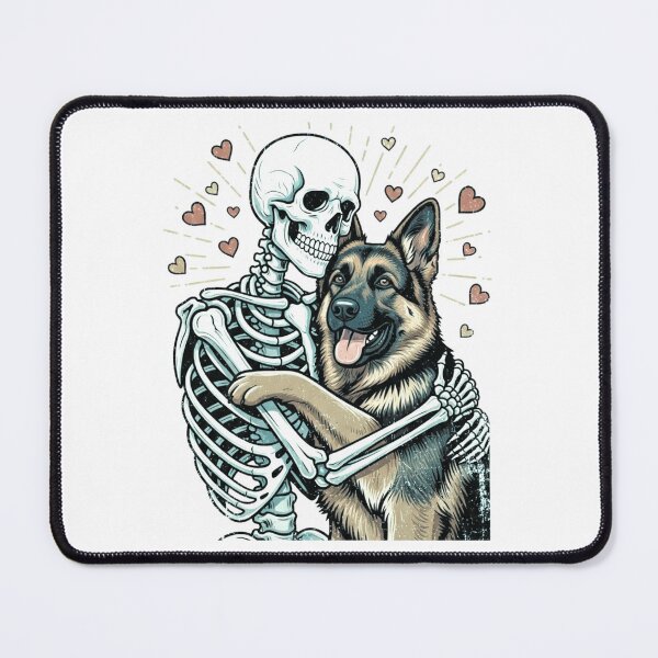 Item preview, Skeleton Hugging a German Shepherd – Unique Gothic Dog Lover Design designed and sold by Teetreasure2.