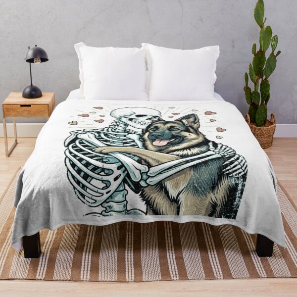 Item preview, Skeleton Hugging a German Shepherd – Unique Gothic Dog Lover Design designed and sold by Teetreasure2.