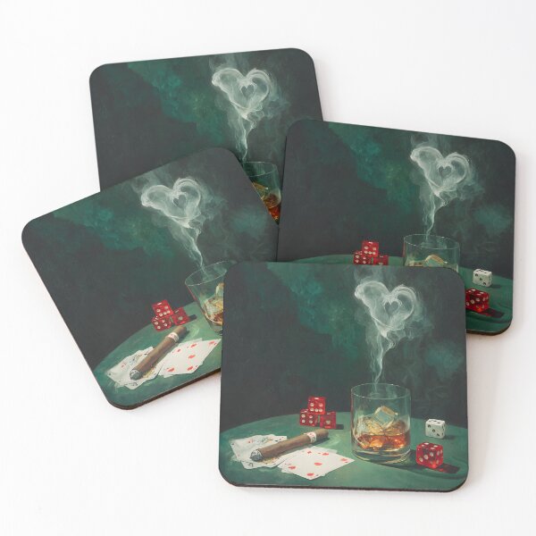 Item preview, Whiskey Cards and Cigar Smoke - A Romantic Abstract Scene of Chance Luxury and Intimate Indulgence designed and sold by OlfactoART Studio.