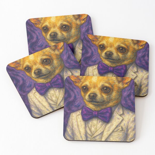 Item preview, Dapper Chihuahua in White Suit – Neon Purple Bowtie Luxury Pop Art Dog Portrait designed and sold by ReyDeLaCalle.