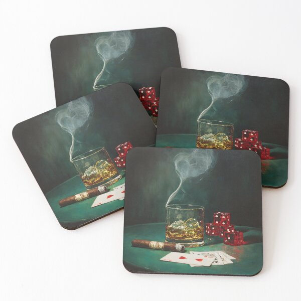 Item preview, Whiskey Cigar and Dice - A Moody Abstract Celebration of Indulgence Chance and Timeless Style designed and sold by OlfactoART Studio.