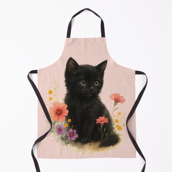 Item preview, Adorable florals Balck cat designed and sold by Cat-loveparttime.