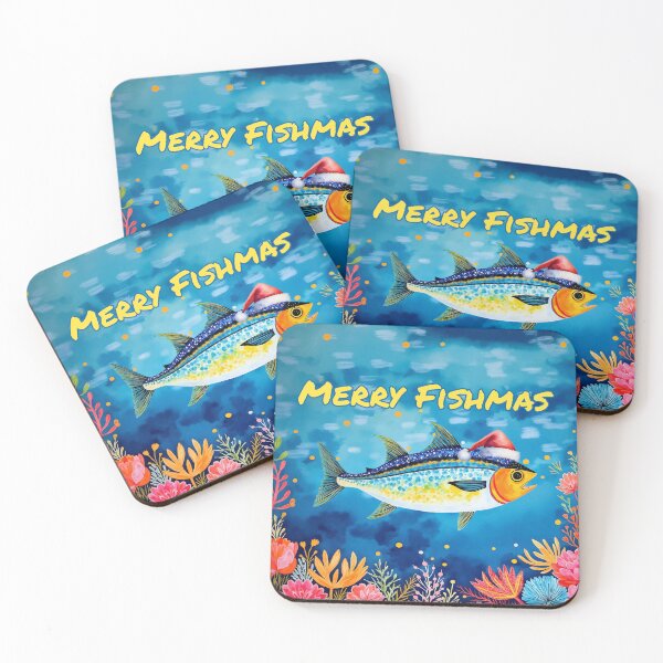 Item preview, Merry Fishmas Funny Punny Fish Christmas designed and sold by Magnolia Valley Art.