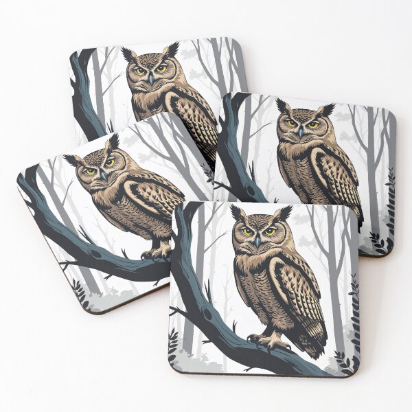 Item preview, Great Horned Owl perched on a branch designed and sold by Prachodayat Artworks.