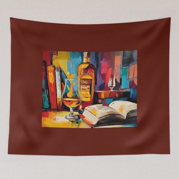 Item preview, Savor the Evening - A Vibrant Abstract Celebration of Whisky Books and Cozy Intellectual Energy designed and sold by OlfactoART Studio.