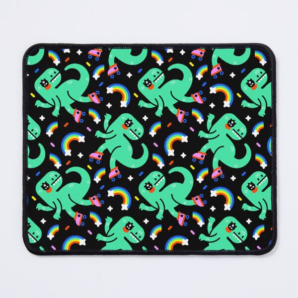 Item preview, Rainbow Roller Skating Dinosaur Pattern – Cute Retro Dino with Rainbows designed and sold by musingtreeart.