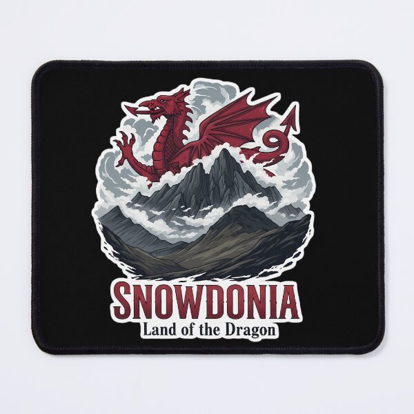 Item preview, Welsh Dragon over Snowdonia - Y Ddraig Goch Mythical Emblem designed and sold by Digital Dreams Arts.