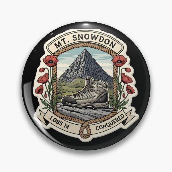Item preview, Mt. Snowdon Conquered: A Vintage Welsh Hiking Emblem designed and sold by Digital Dreams Arts.