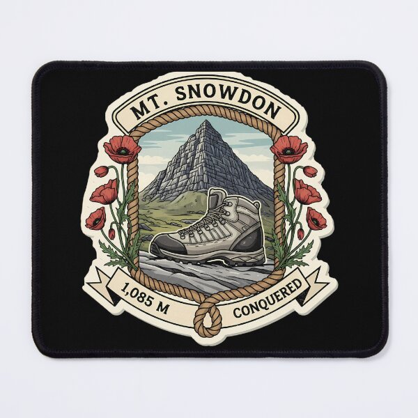 Item preview, Mt. Snowdon Conquered: A Vintage Welsh Hiking Emblem designed and sold by Digital Dreams Arts.