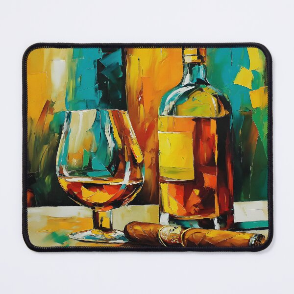 Item preview, Whiskey and Cigar Elegance - A Vivid Abstract Expression of Luxury and Timeless Indulgence designed and sold by OlfactoART Studio.
